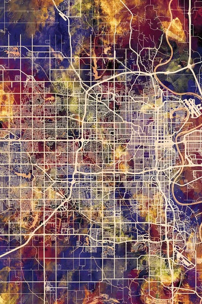 Omaha Nebraska City Map II by Michael Tompsett art print