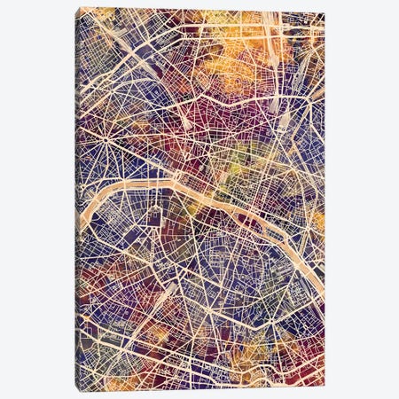 Paris France City Map II Canvas Print #MTO1752} by Michael Tompsett Canvas Artwork