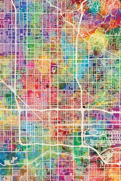 Phoenix Arizona City Map I by Michael Tompsett art print