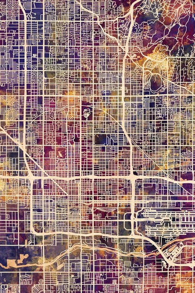 Phoenix Arizona City Map II by Michael Tompsett art print