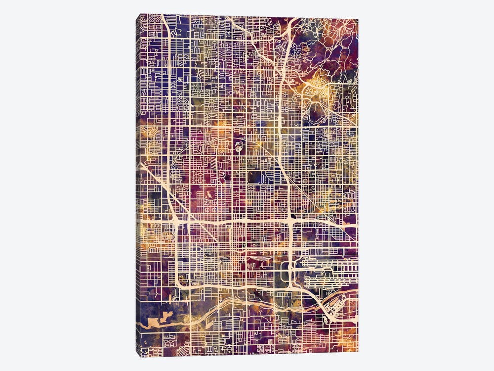 Phoenix Arizona City Map II by Michael Tompsett 1-piece Canvas Wall Art