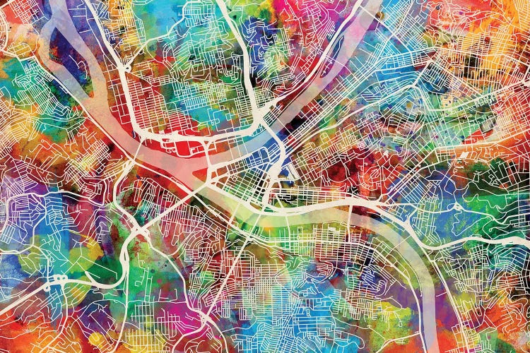 Rainbow Splash Pittsburgh Pennsylvania Street Map I