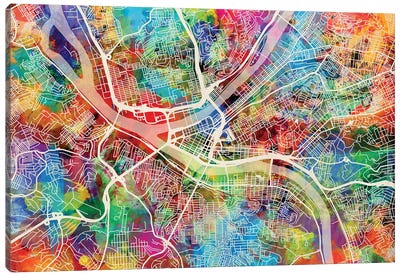 Pittsburgh Pennsylvania Street Map I Canvas Art Print - PIttsburgh Maps