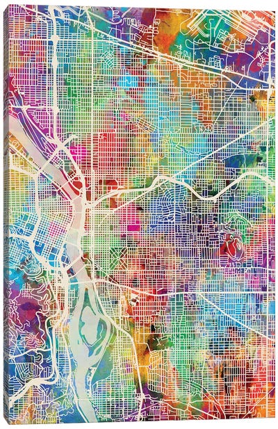 Portland Oregon City Map I Canvas Art Print - Portland Art