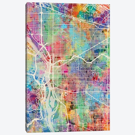 Portland Oregon City Map I Canvas Print #MTO1760} by Michael Tompsett Canvas Print