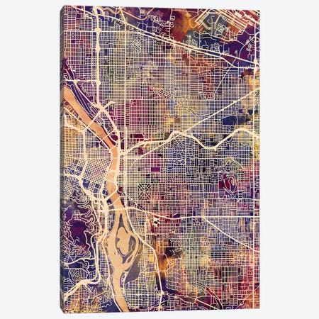 Portland Oregon City Map II Canvas Print #MTO1761} by Michael Tompsett Canvas Art Print