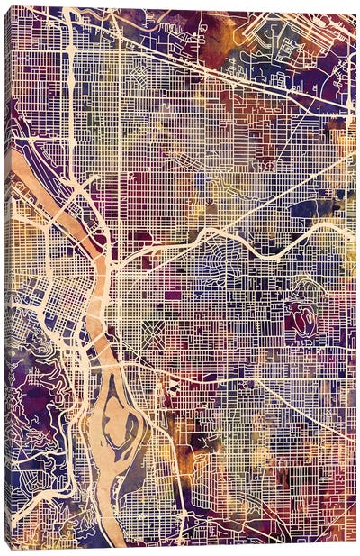 Portland Oregon City Map II Canvas Art Print - Portland Art