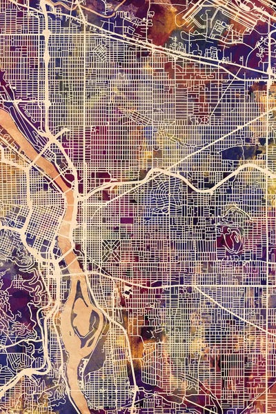 Oregon: Portland Oregon City Map II by Michael Tompsett