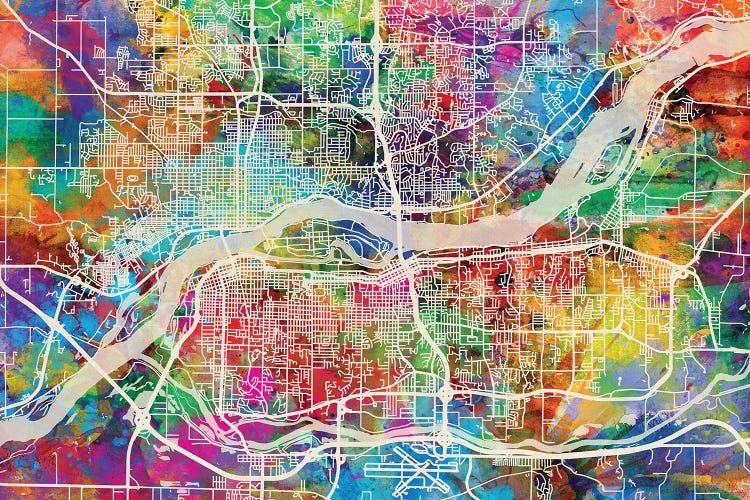 Quad Cities Street Map I by Michael Tompsett wall art