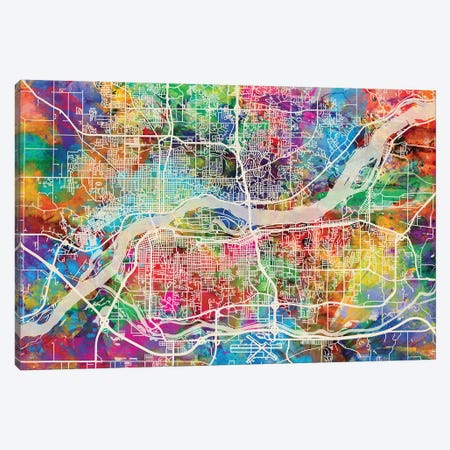 Quad Cities Street Map I Canvas Print #MTO1763} by Michael Tompsett Canvas Print