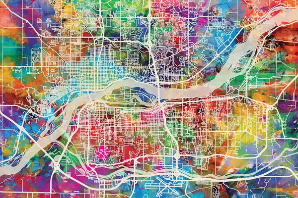 Urban Maps: Quad Cities Street Map I by Michael Tompsett