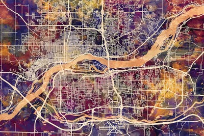 Quad Cities Street Map II by Michael Tompsett acrylic art print