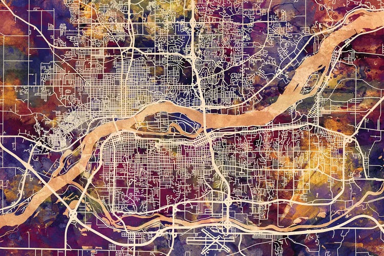 Quad Cities Street Map II by Michael Tompsett canvas print