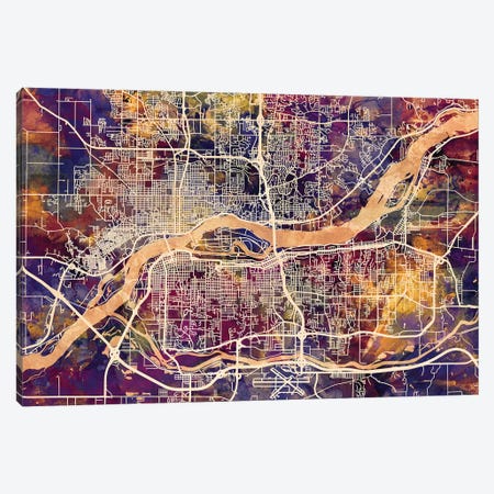 Quad Cities Street Map II Canvas Print #MTO1764} by Michael Tompsett Canvas Wall Art