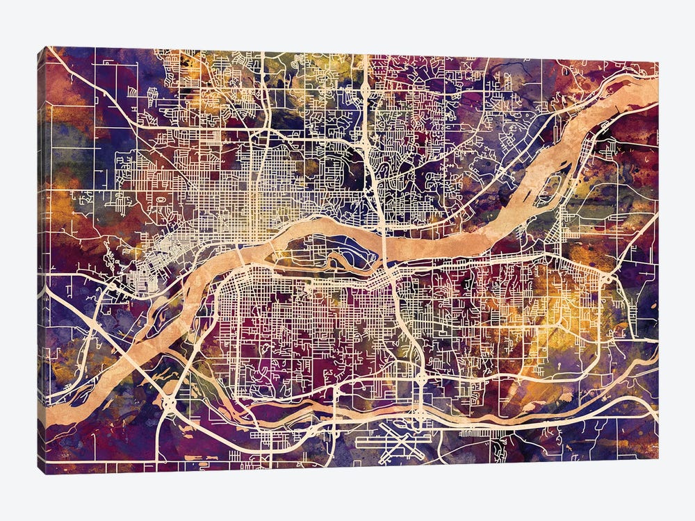 Quad Cities Street Map II by Michael Tompsett 1-piece Canvas Art