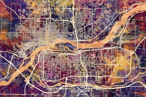 Urban Maps: Quad Cities Street Map II by Michael Tompsett