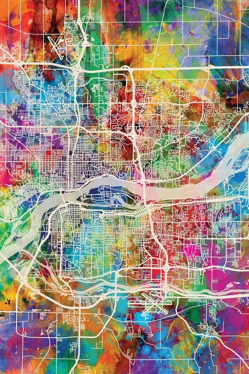 Quad Cities Street Map III by Michael Tompsett wall art