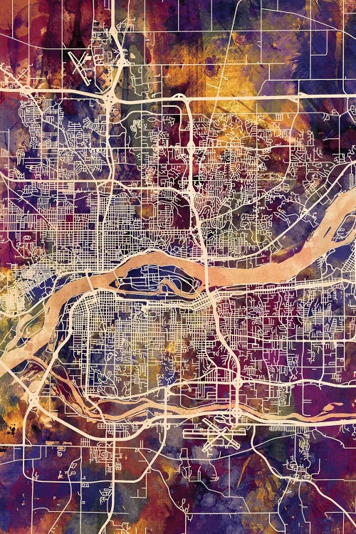 Quad Cities Street Map IV by Michael Tompsett wall art