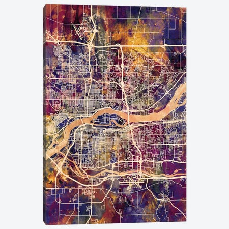 Quad Cities Street Map IV Canvas Print #MTO1766} by Michael Tompsett Canvas Artwork