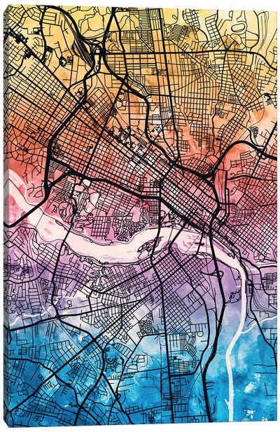 Richmond Virgina City Map IV Canvas Art Print