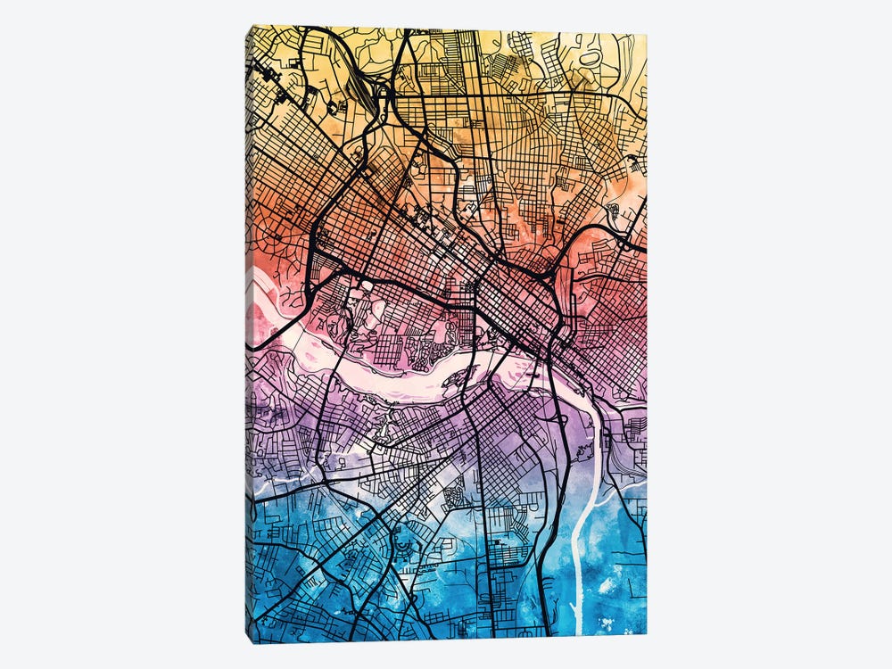 Richmond Virgina City Map IV by Michael Tompsett 1-piece Art Print