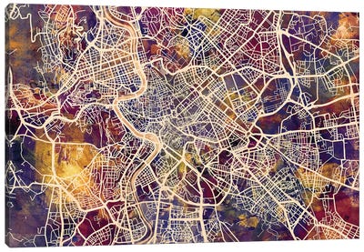 Rome Italy City Street Map III Canvas Art Print - Rome Art