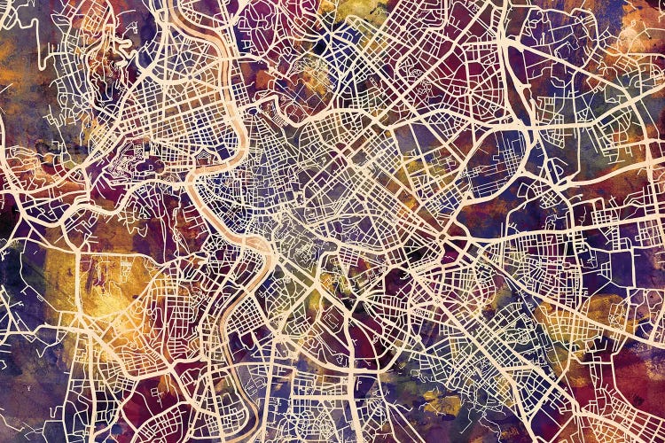 Rome Italy City Street Map III by Michael Tompsett wall art