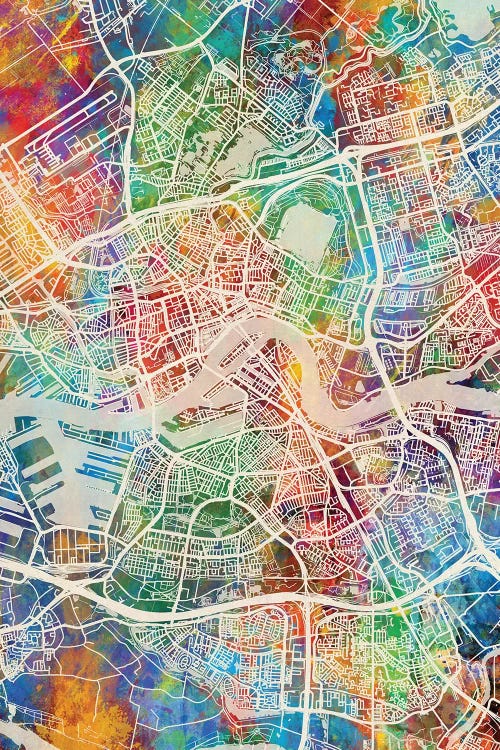Rotterdam Netherlands City Map I by Michael Tompsett wall art