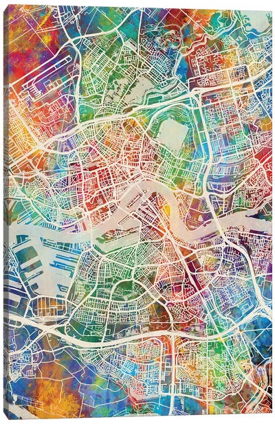 Rotterdam Netherlands City Map I Canvas Art Print