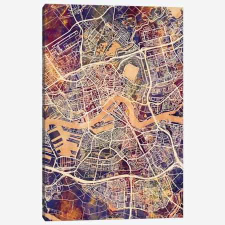 Rotterdam Netherlands City Map II Canvas Print #MTO1773} by Michael Tompsett Canvas Art