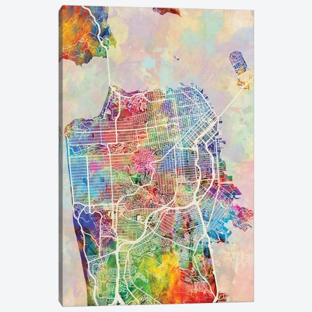 San Francisco City Street Map I Canvas Print #MTO1774} by Michael Tompsett Canvas Art Print