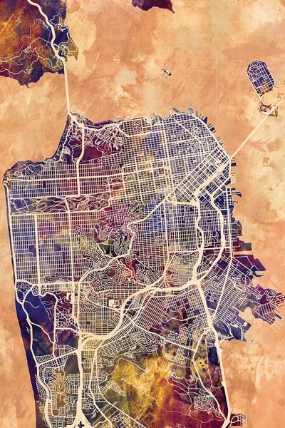 California: San Francisco City Street Map II by Michael Tompsett