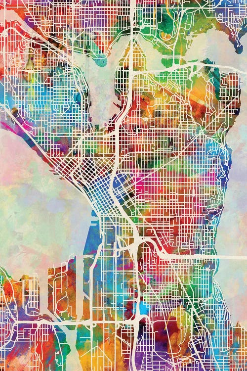 Seattle Washington Street Map I by Michael Tompsett wall art