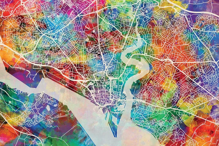 Southampton England City Map I by Michael Tompsett wall art