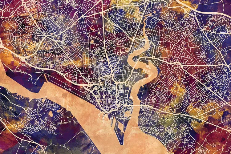 Southampton England City Map II by Michael Tompsett wall art