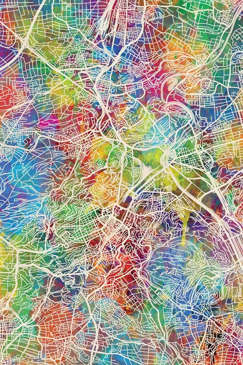 Stuttgart Germany City Map I by Michael Tompsett wall art