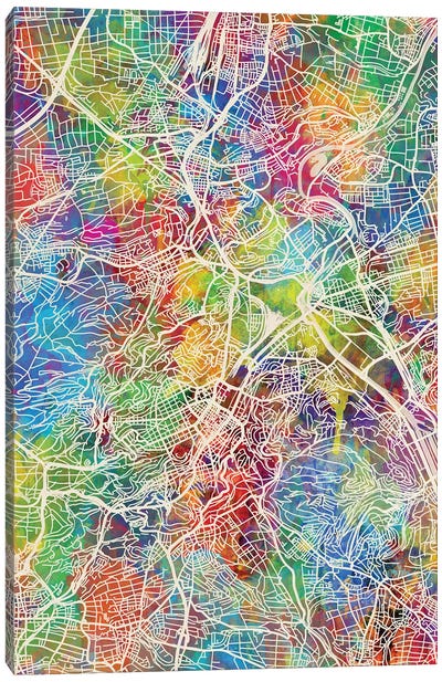 Stuttgart Germany City Map I Canvas Art Print
