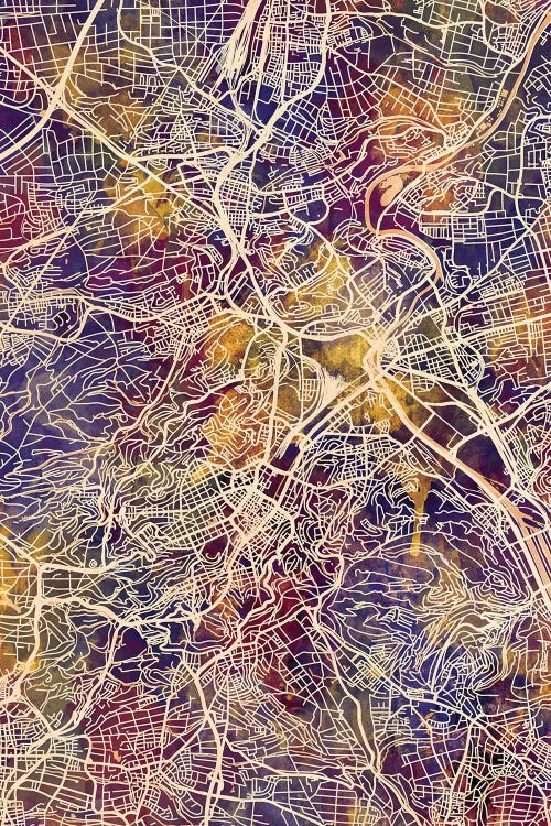 Stuttgart Germany City Map II by Michael Tompsett wall art
