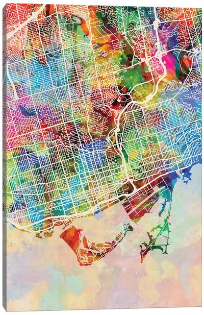 Toronto Street Map I Canvas Art Print - Canada Art