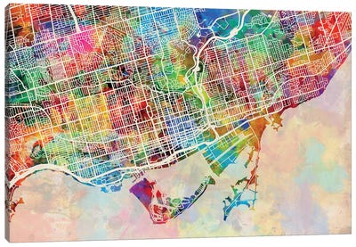 Toronto Street Map III Canvas Art Print - Ontario