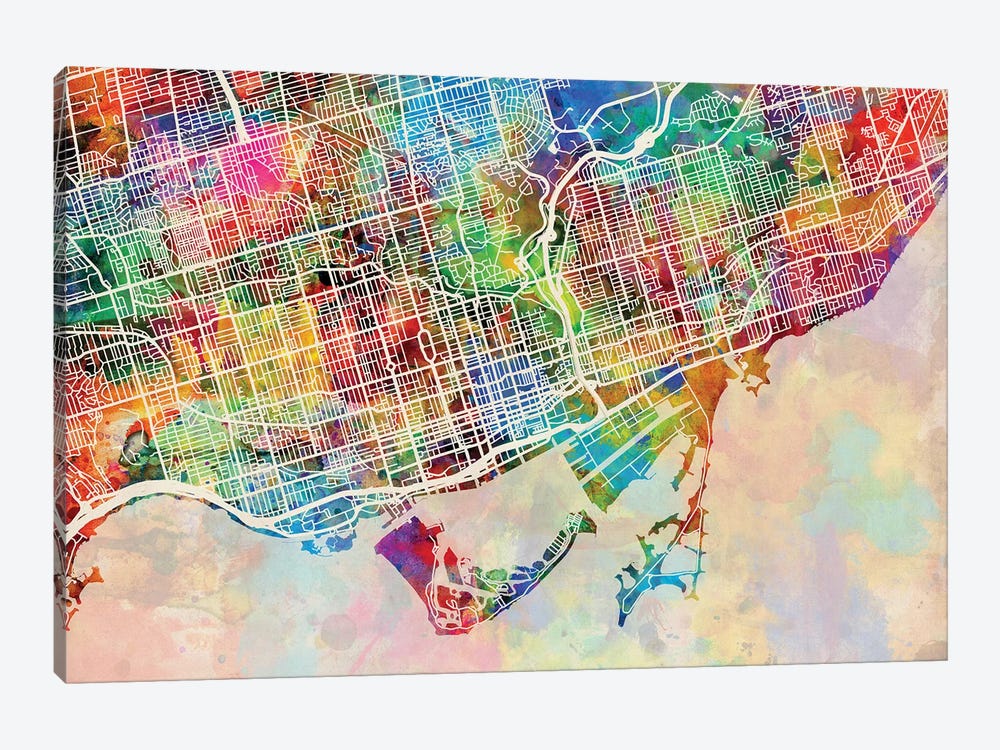 Toronto Street Map III by Michael Tompsett 1-piece Canvas Print