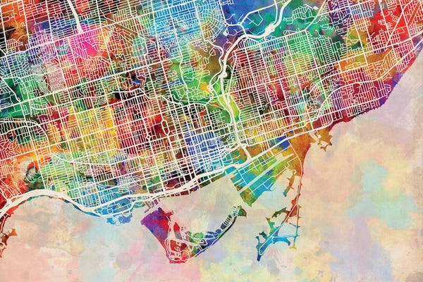 Large Map Art - Canvas Prints: Toronto Street Map III by Michael Tompsett