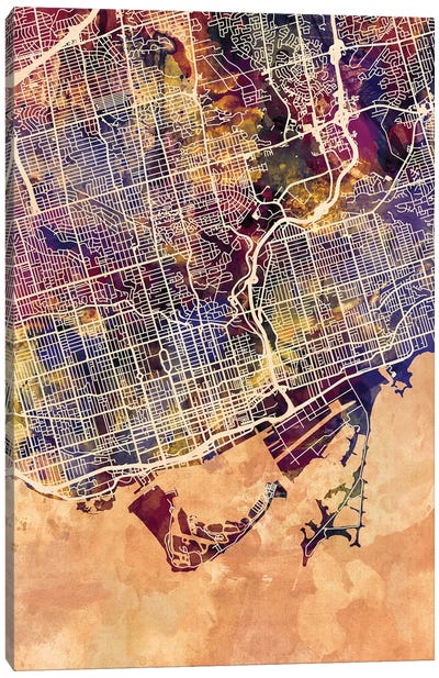 Toronto Street Map II Canvas Art Print - Toronto Art