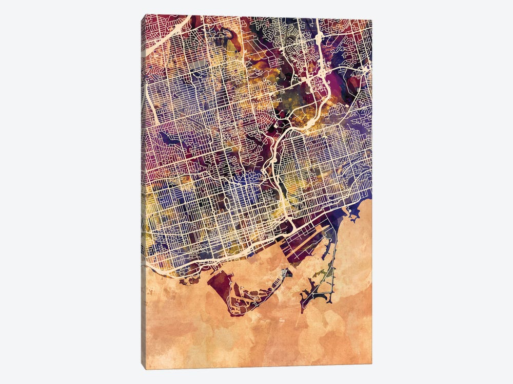 Toronto Street Map II by Michael Tompsett 1-piece Canvas Art