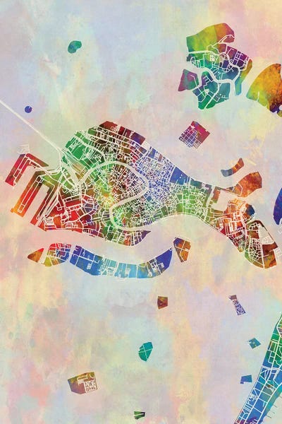 Venice Italy City Map I by Michael Tompsett canvas print