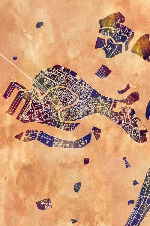 Venice Italy City Map II by Michael Tompsett wall art