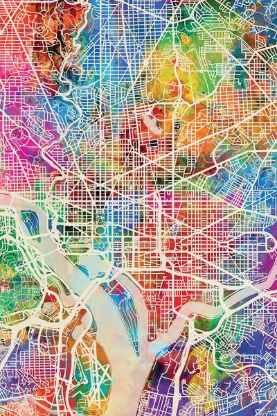 Washington DC Street Map I by Michael Tompsett canvas print