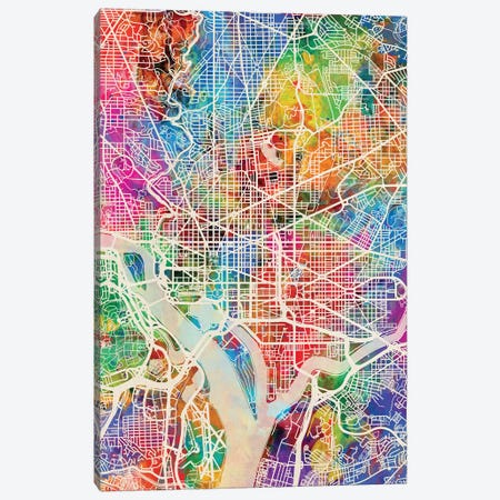 Washington DC Street Map I Canvas Print #MTO1787} by Michael Tompsett Canvas Art