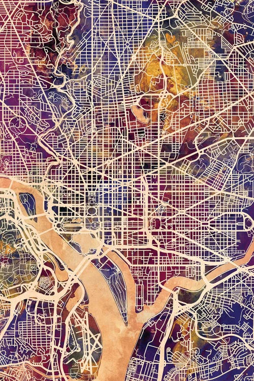 Washington DC Street Map II by Michael Tompsett wall art