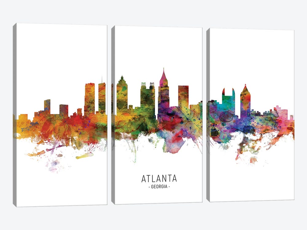 Atlanta Georgia Skyline by Michael Tompsett 3-piece Canvas Print